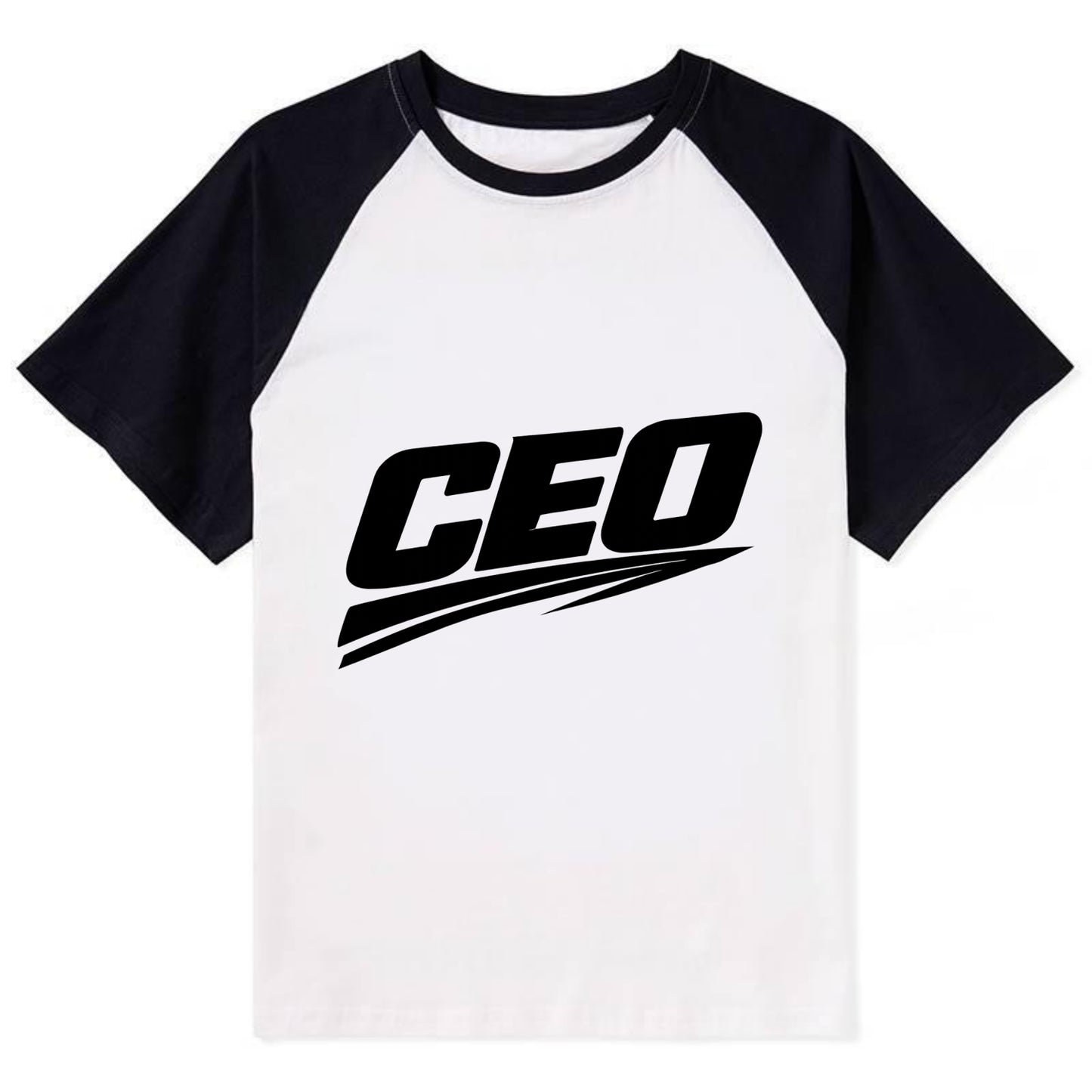 Bold typography design - "CEO" - chief executive, running things - Contrast Raglan T-shirt - Black