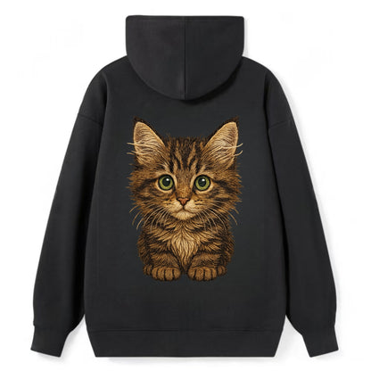 Baby Maine Coon Kitten - large fluffy tabby, tufted ears, big green eyes, - Classic Pullover Hoodie - Black