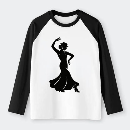 Flamenco dancer passionate stance - Raglan Long Sleeve T-Shirt - Black