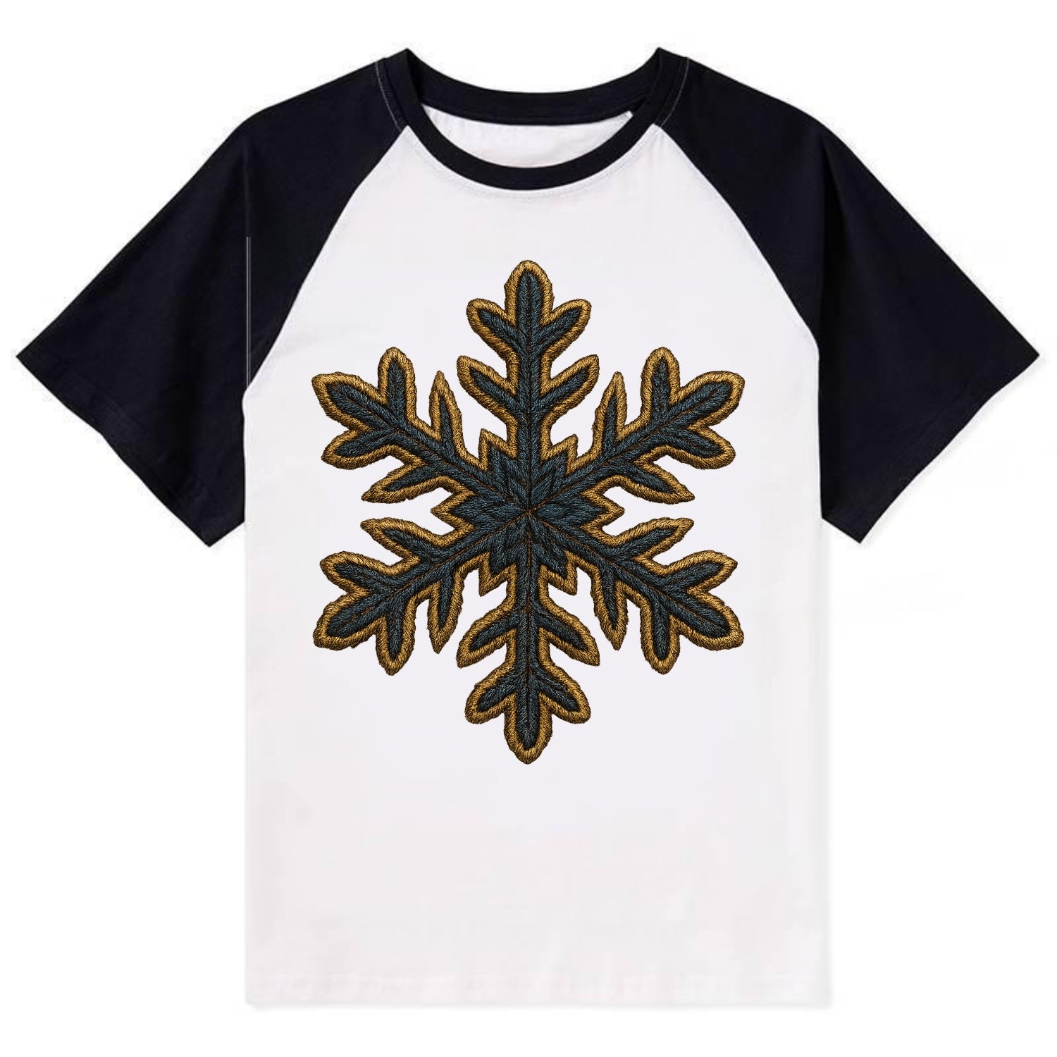 Snowflake  - Contrast Raglan T-shirt - Black