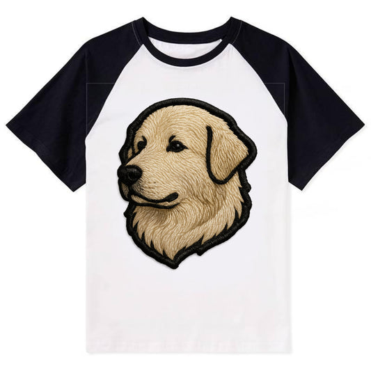 Great Pyrenees - Trendy fluffy giant des - Contrast Raglan T-shirt - Black
