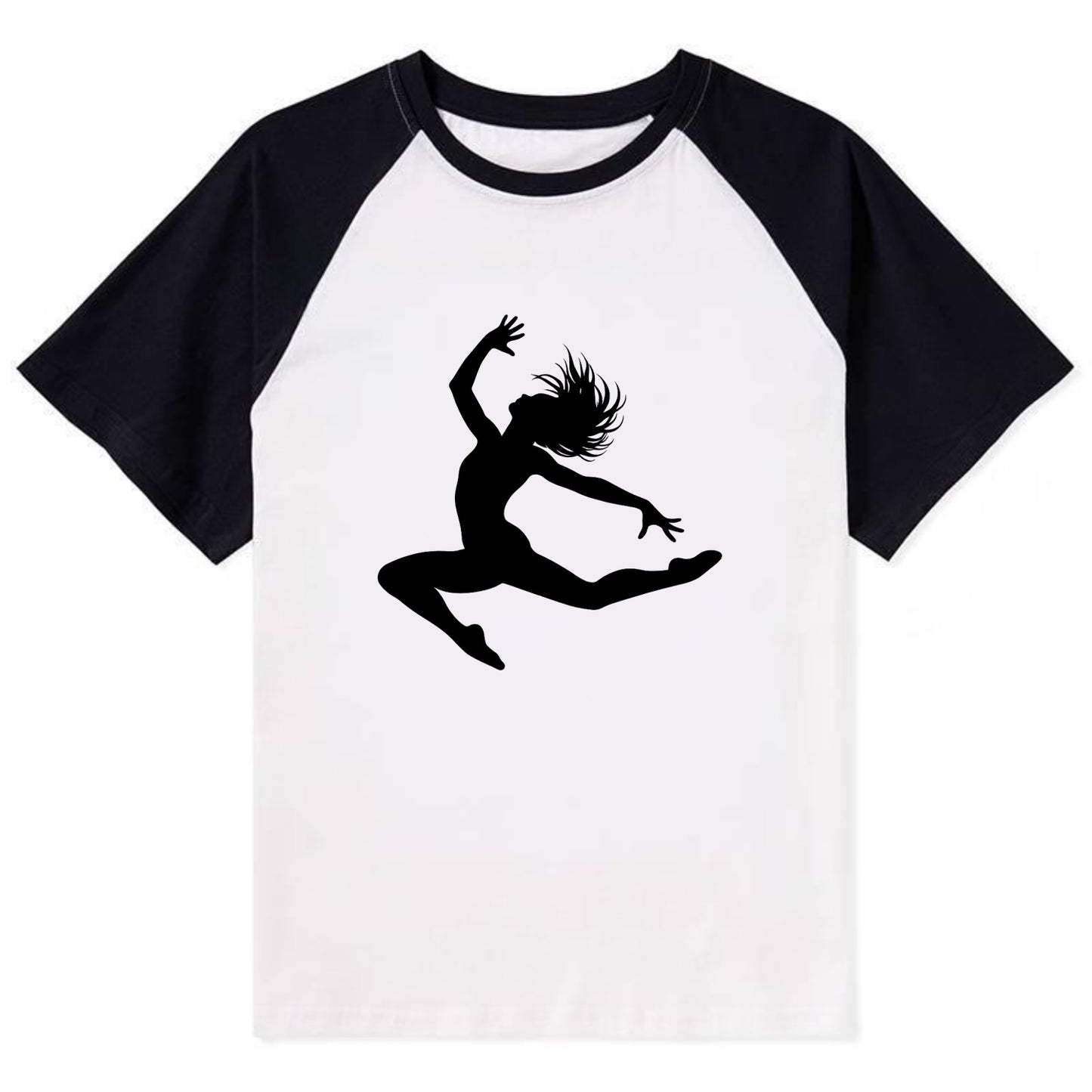 Contemporary dancer leap mid-air - Contrast Raglan T-shirt - Black