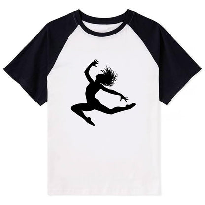 Contemporary dancer leap mid-air - Contrast Raglan T-shirt - Black