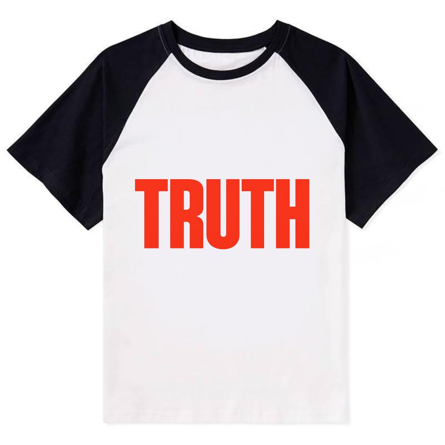 Bold typography design - "TRUTH" - honesty, reality - Contrast Raglan T-shirt - Black