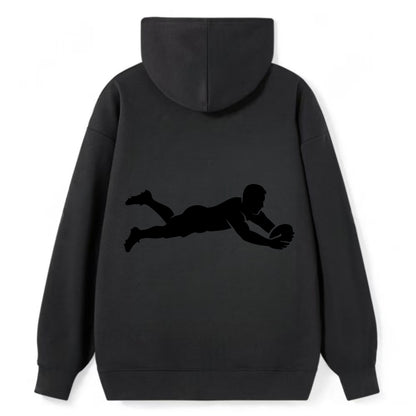 Rugby player diving for try - Classic Pullover Hoodie - Black