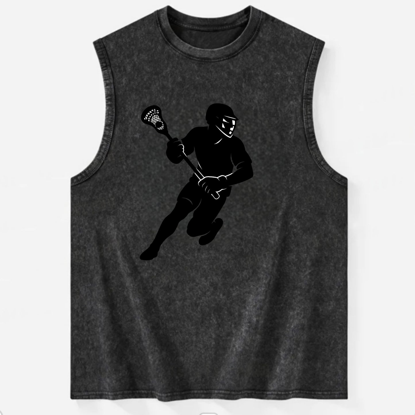 Lacrosse player cradling stick - Vintage Washed Tank - Black
