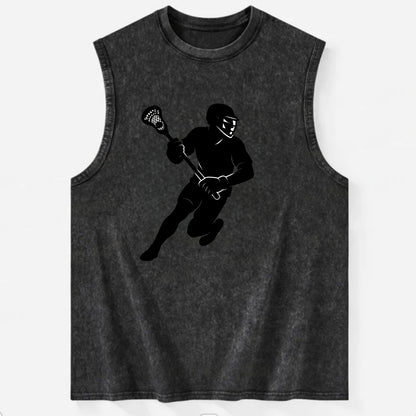 Lacrosse player cradling stick - Vintage Washed Tank - Black