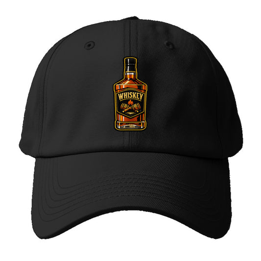 WHISKEY BOTTLE - bourbon bottle in amber and gold , spirits connoisseur - Baseball Cap For Big Heads - Black
