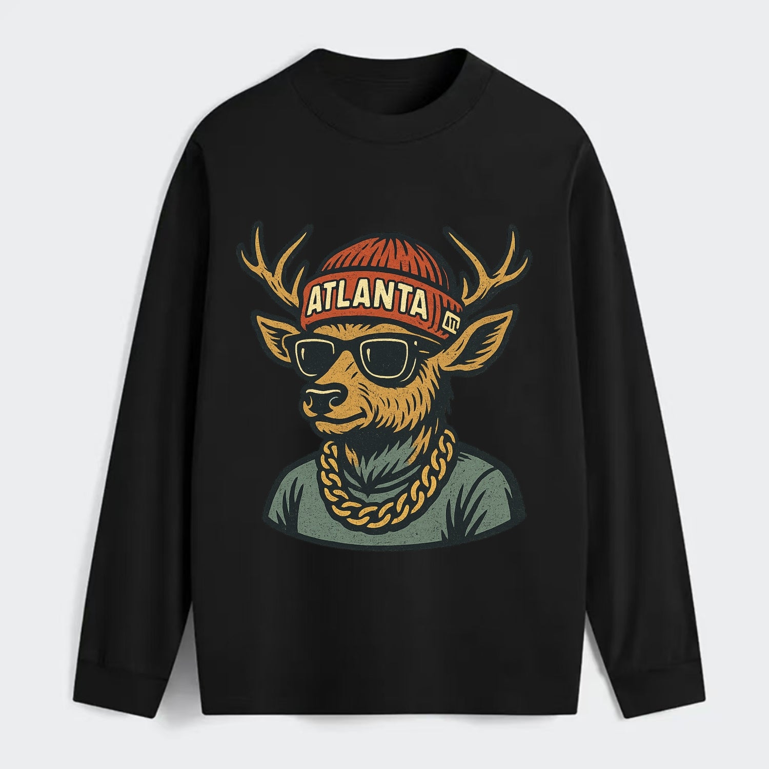"deer" "atlanta" "atl" "red" "us South" - Classic Long Sleeve Shirt - Black