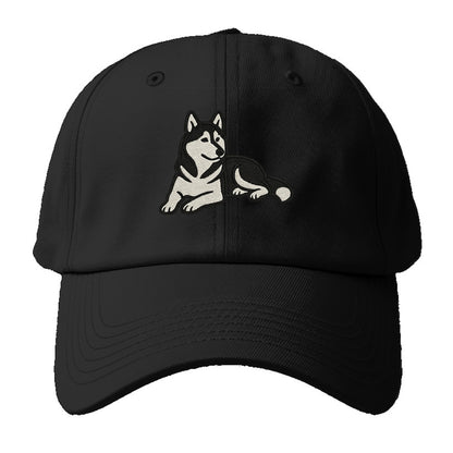 Siberian Husky - Black and white relaxed Baseball Cap For Big Heads - Black
