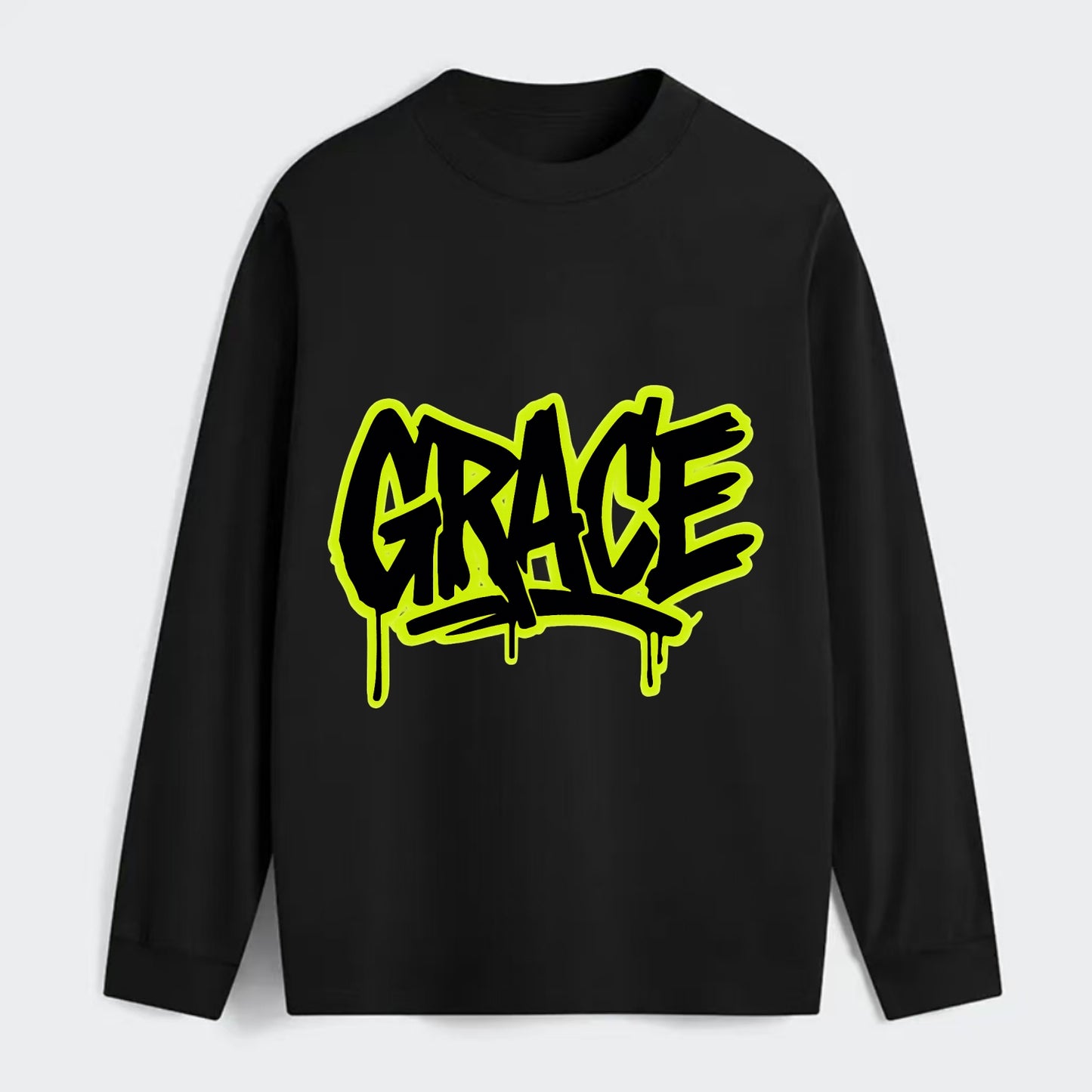 Bold typography design - "GRACE" - elegance under pressure, divine favor - Classic Long Sleeve Shirt - Black