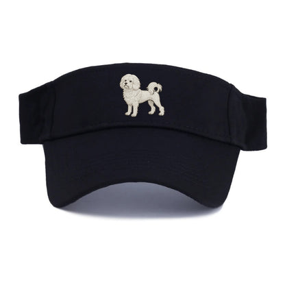 Löwchen - Little Lion Dog white embroidered pose - Visor - Black