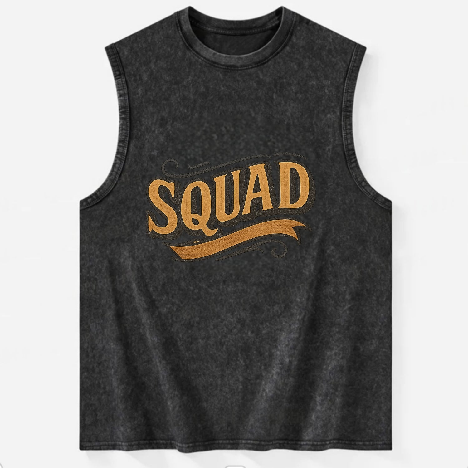 Bold typography design - "SQUAD" - your crew, your people - Vintage Washed Tank - Black