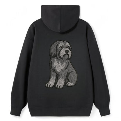 Bearded Collie - Gray shaggy coat embroidered pose - Classic Pullover Hoodie - Black