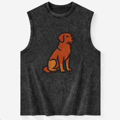 Nova Scotia Duck Tolling Retriever - Red embroidered pose - Vintage Washed Tank - Black