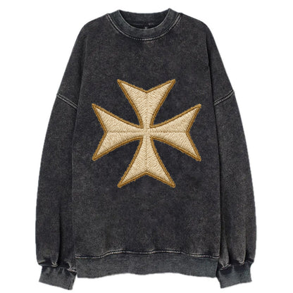 Hospitaller Cross  - Vintage Sweatshirt - Black