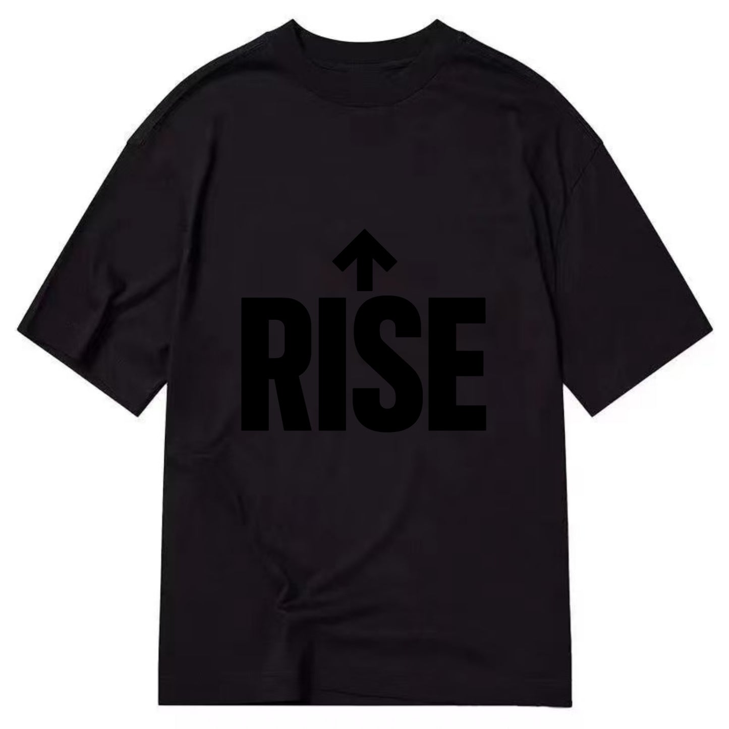 Bold typography design - "RISE" - getting up, ascending, elevating - Classic T-shirt - Black