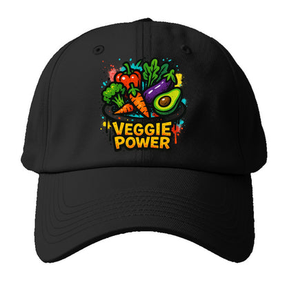 Colorful vegetables and plants on plate - plant-based lifestyle, - Baseball Cap For Big Heads - Black