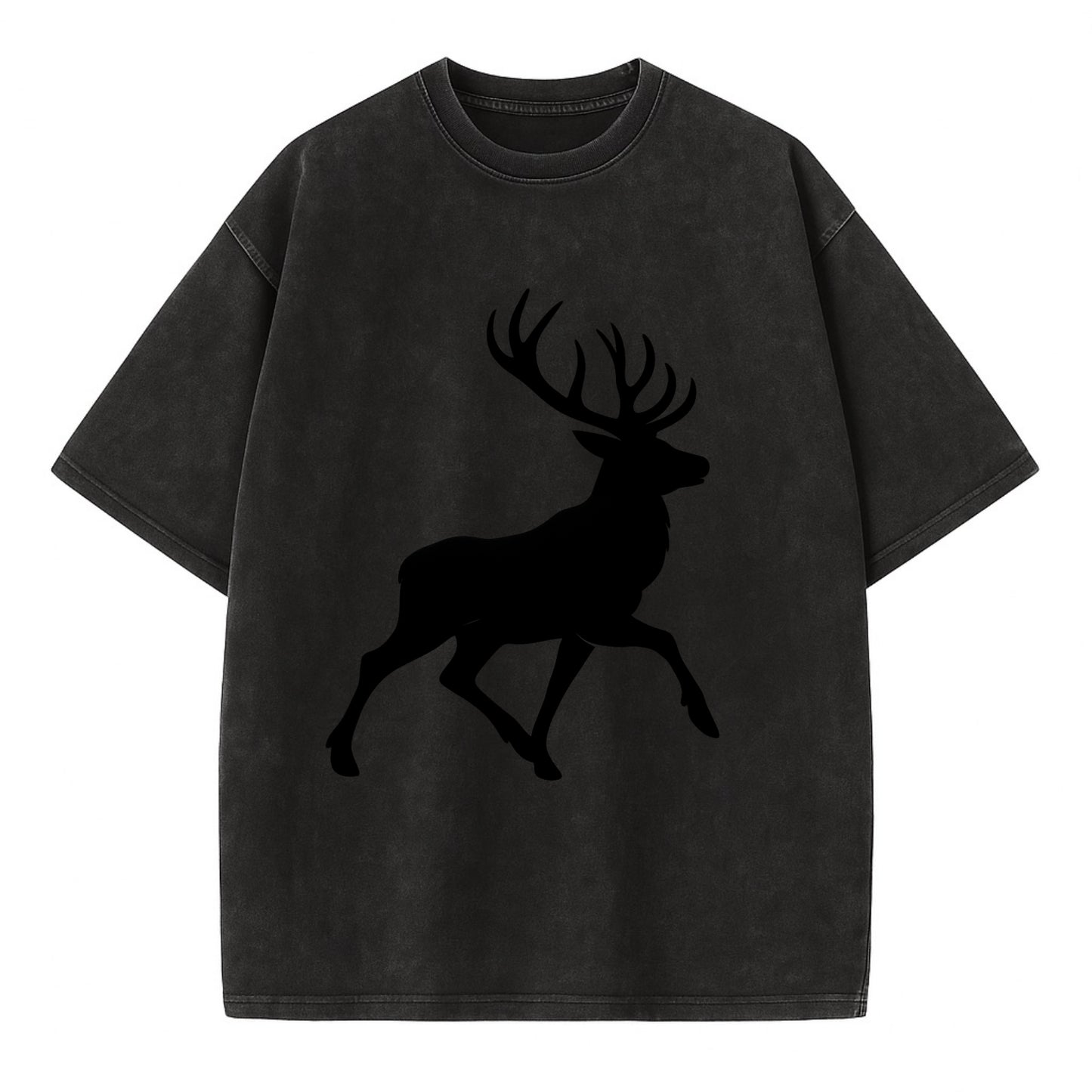 Deer with majestic antlers - Vintage T-shirt - Black