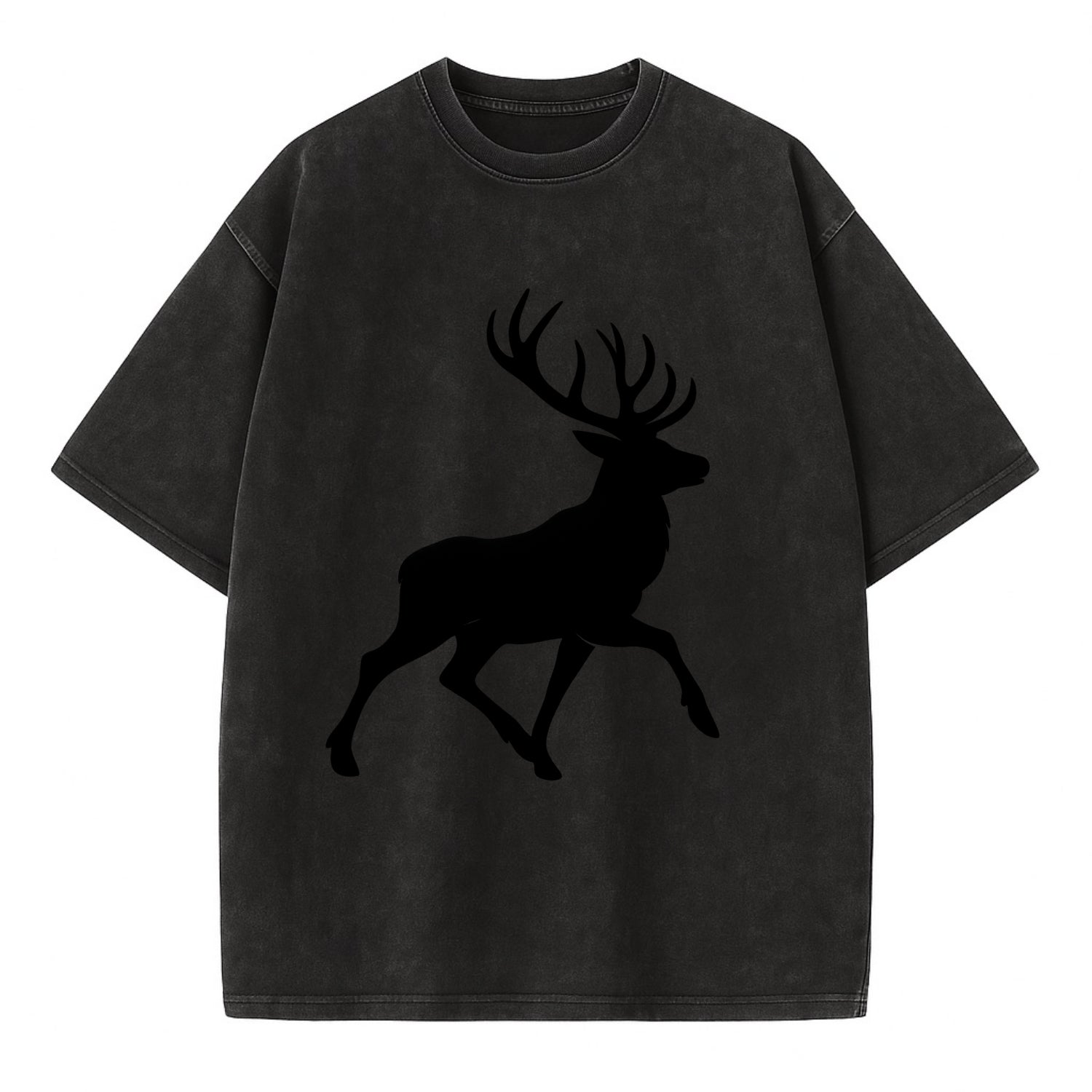 Deer with majestic antlers - Vintage T-shirt - Black