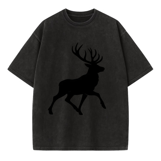 Deer with majestic antlers - Vintage T-shirt - Black