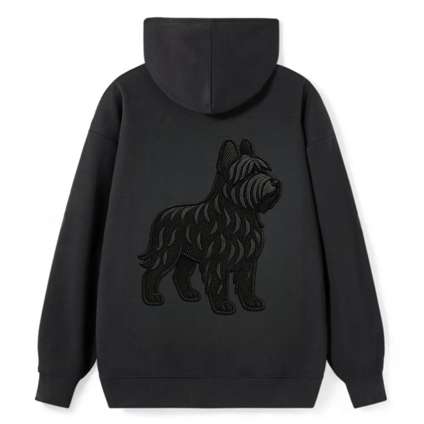 Briard - Black wavy coat embroidered herding pose - Classic Pullover Hoodie - Black