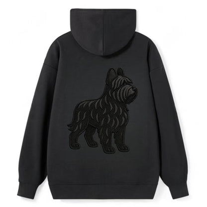 Briard - Black wavy coat embroidered herding pose - Classic Pullover Hoodie - Black
