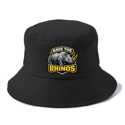 SAVE THE RHINOS - rhino silhouette in gray , horn protection - Bucket Hat - Black