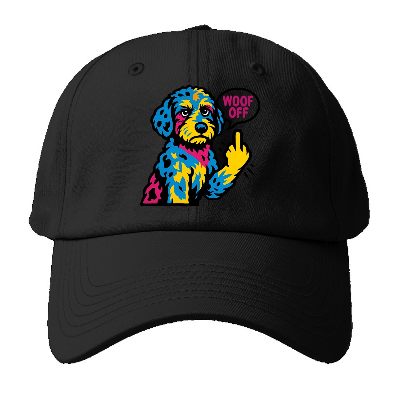 Aussiedoodle with merle patches and curly coat, playful smart paw - Baseball Cap For Big Heads - Black