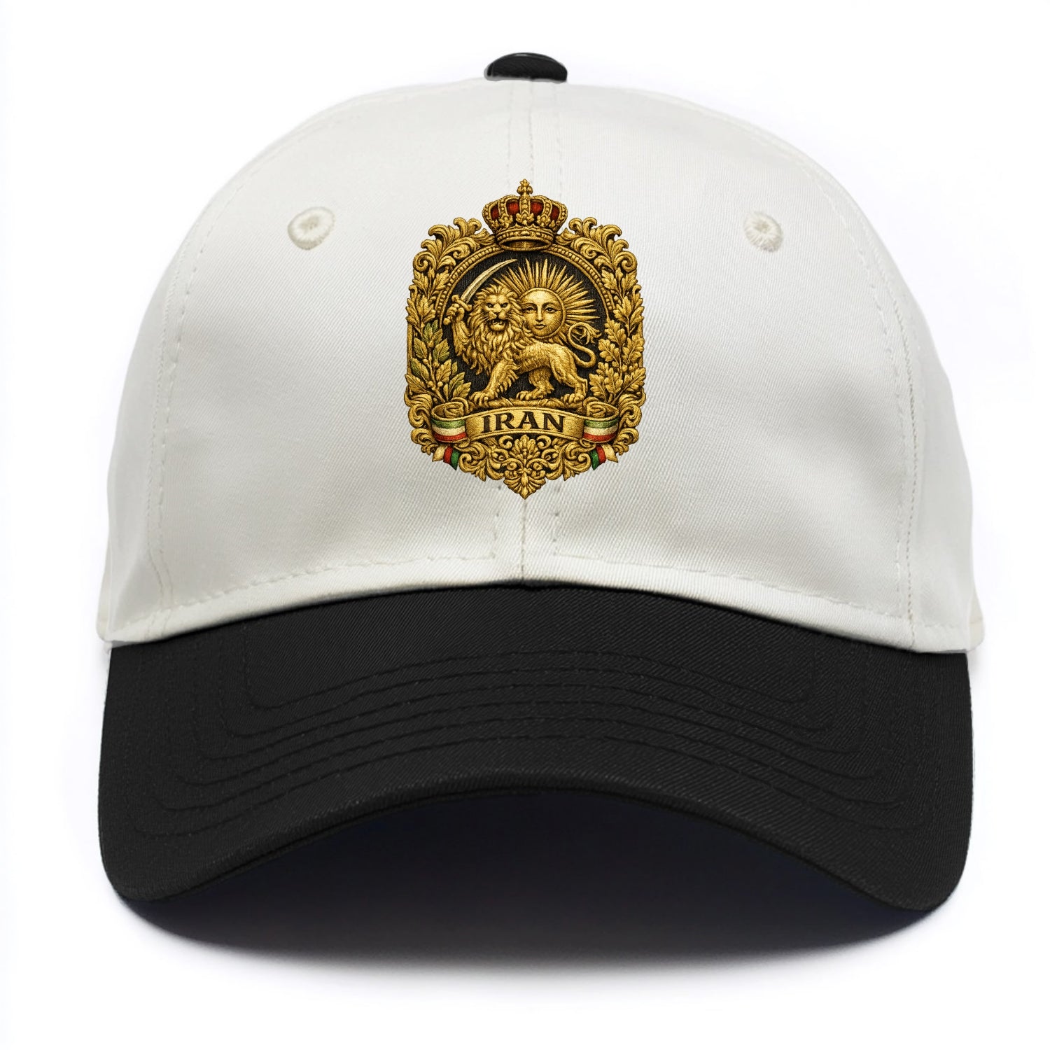 Iran Lion Sun Badge - Two Tone Cap - Black