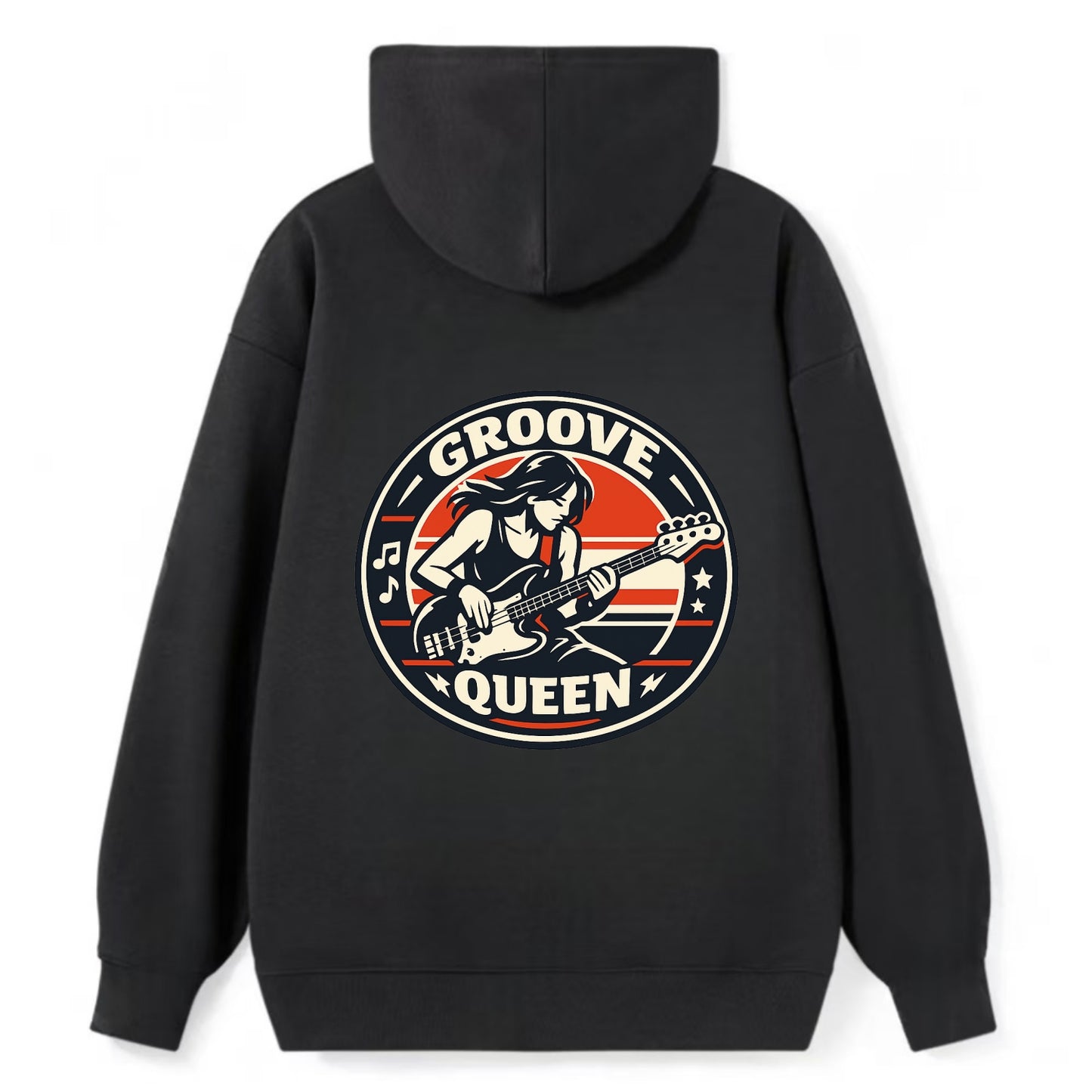 Groove Queen Emblem - Classic Pullover Hoodie - Black