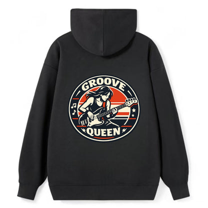 Groove Queen Emblem - Classic Pullover Hoodie - Black