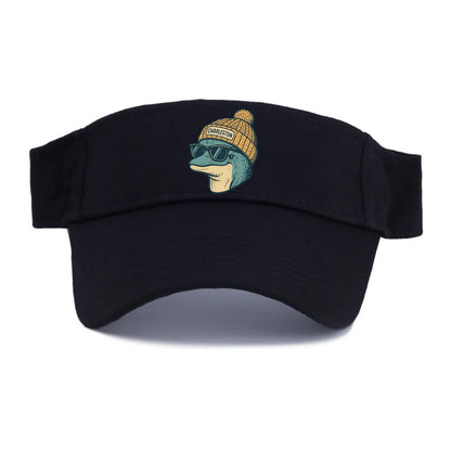 Charleston Dolphin wearing Charleston beanie with pom pom and wayfarer sunglasses - Visor - Black
