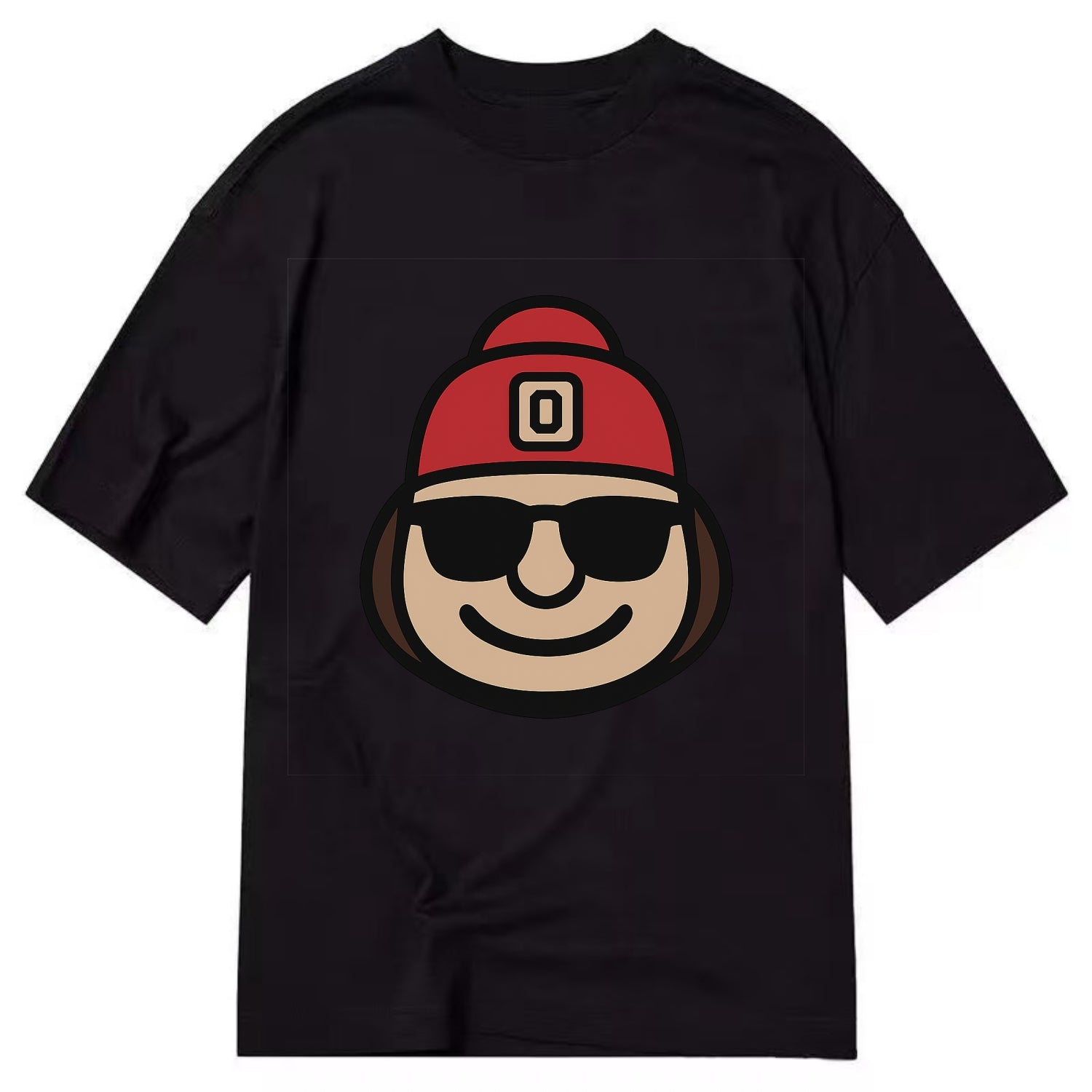 Columbus Brutus wearing Ohio State beanie with Block O patch - Classic T-shirt - Black