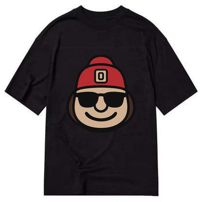 Columbus Brutus wearing Ohio State beanie with Block O patch - Classic T-shirt - Black