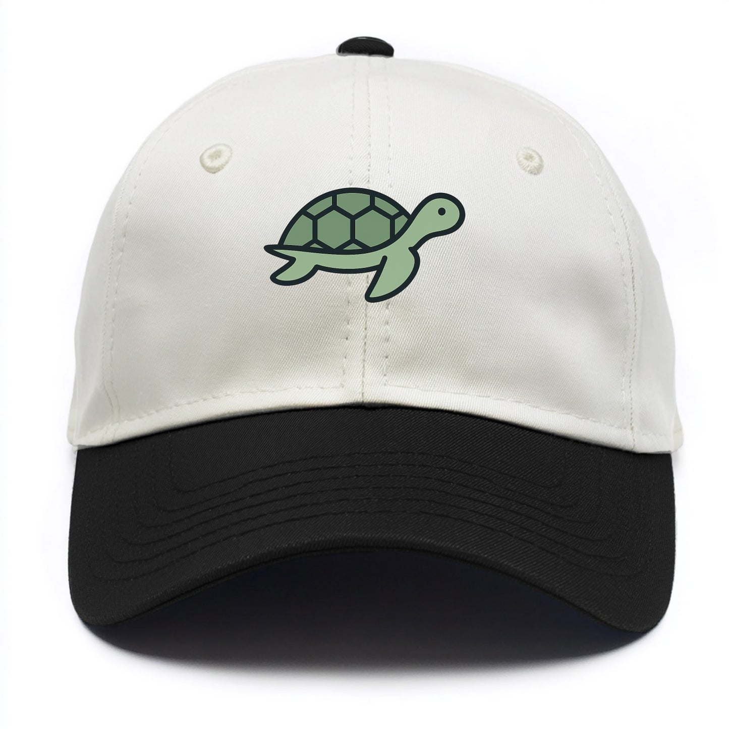 Sea Turtle - Green with shell pattern flat side profile - Two Tone Cap - Black