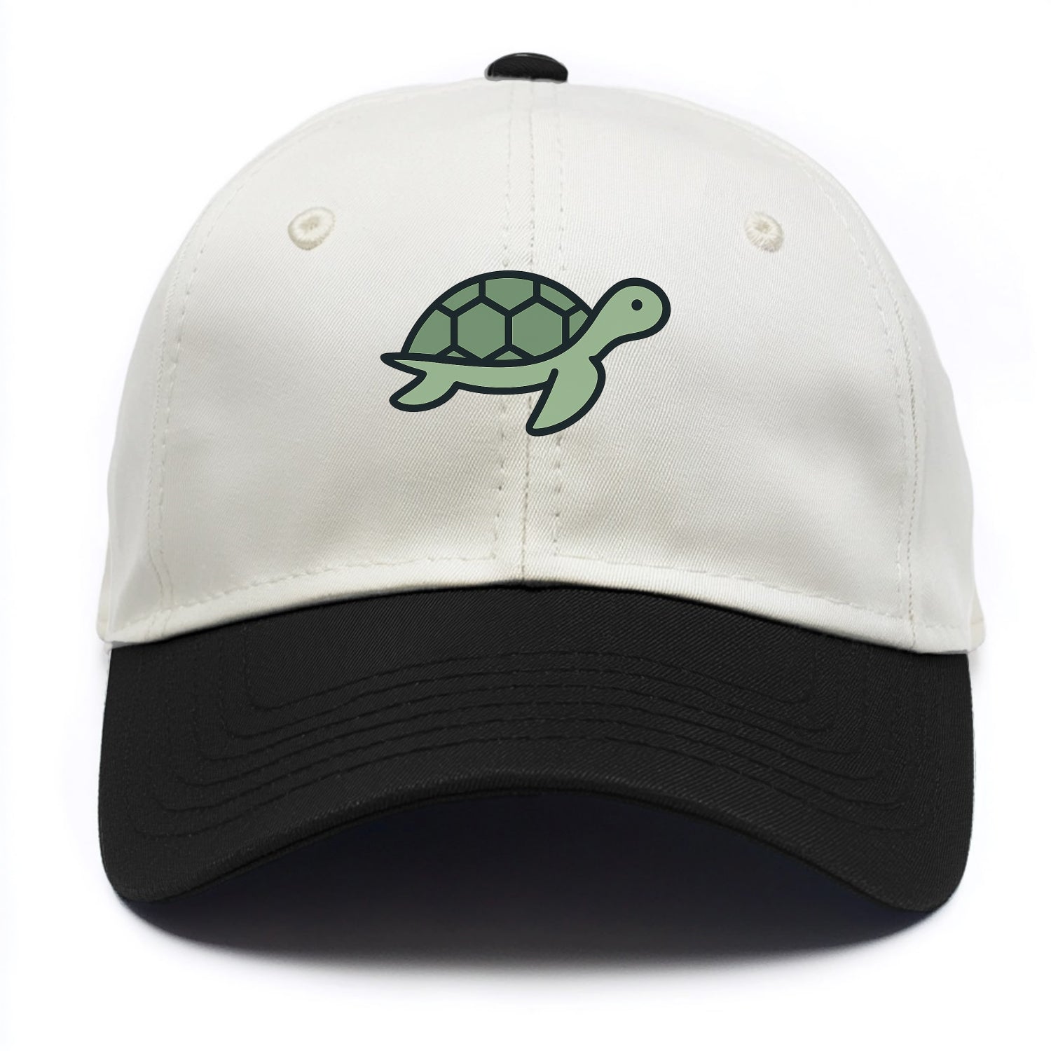Sea Turtle - Green with shell pattern flat side profile - Two Tone Cap - Black