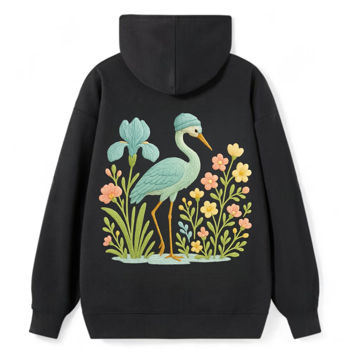 Mint Crane - Classic Pullover Hoodie - Black