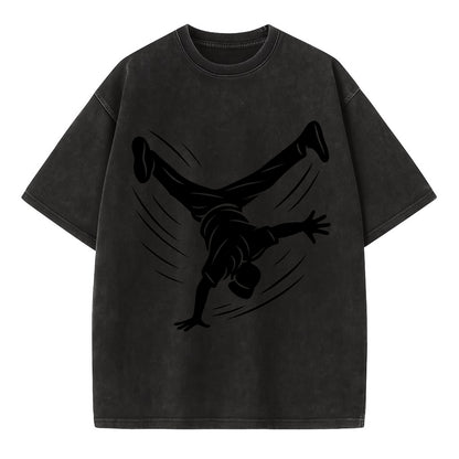 Breakdancer windmill move - Vintage T-shirt - Black