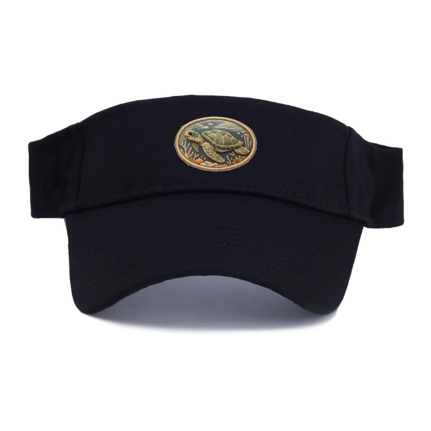 SEA TURTLE - swimming turtle in green and blue , ocean life - Visor - Black
