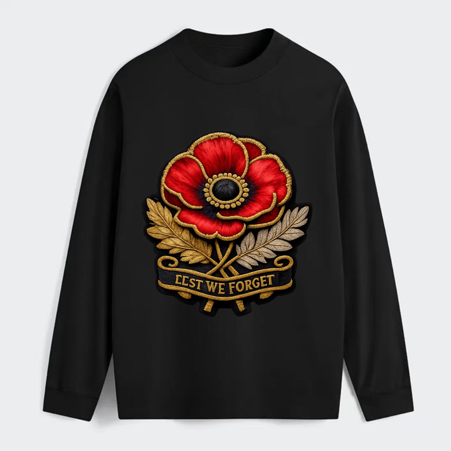 MEMORIAL POPPY - red poppy flower in scarlet , remembrance - Classic Long Sleeve Shirt - Black