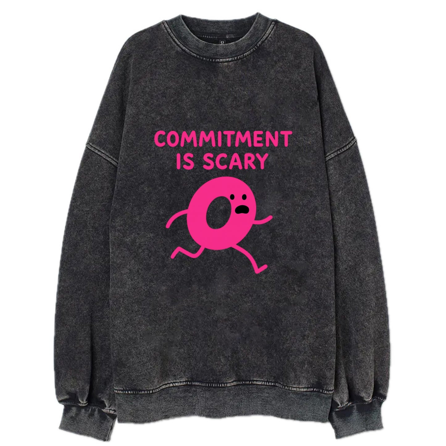 COMMITMENT IS SCARY | Terrified ring running away - Vintage Sweatshirt - Black
