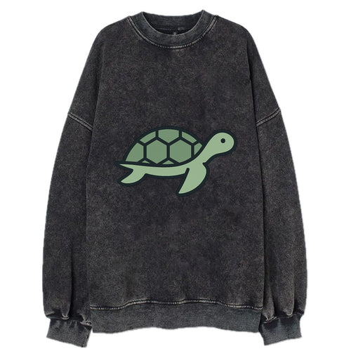 Sea Turtle - Green with shell pattern flat side profile - Vintage Sweatshirt
