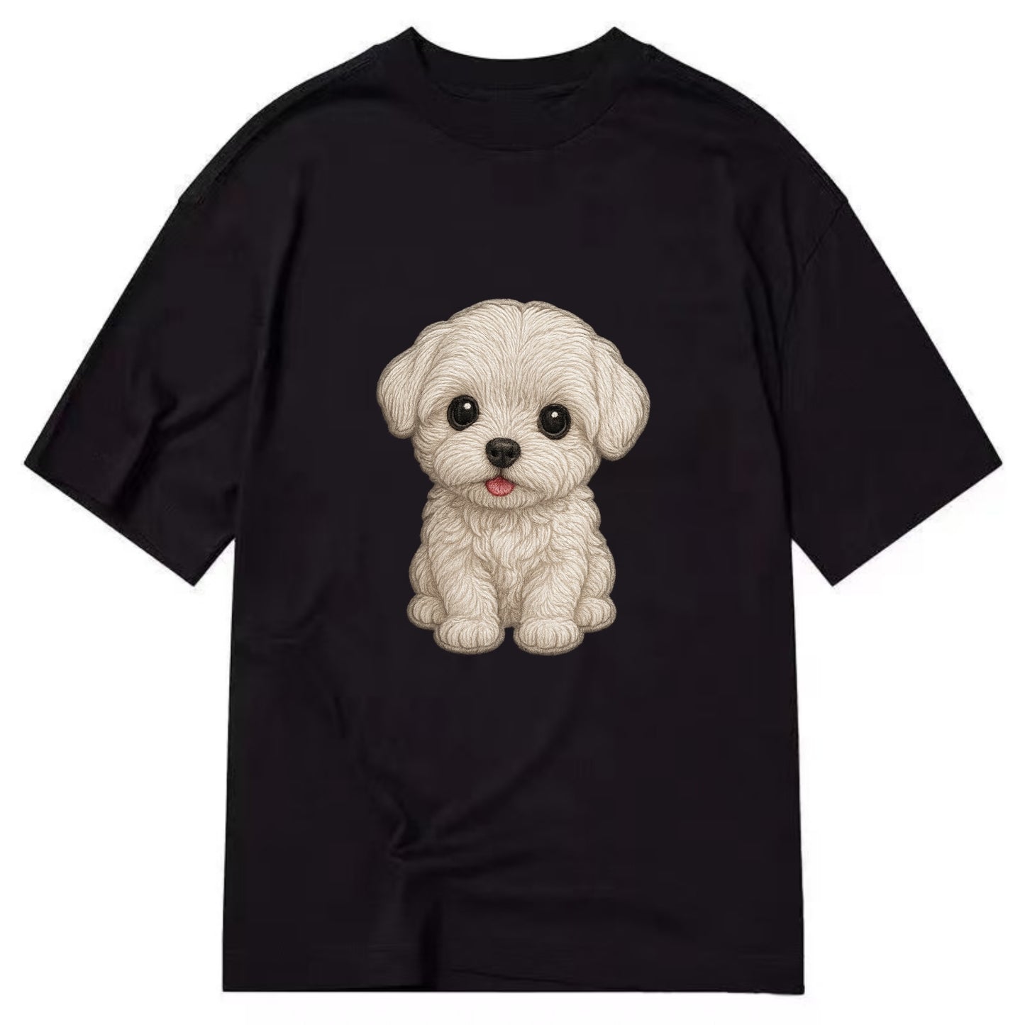 Baby Maltese Puppy - pure white silky coat, black button eyes, tiny nose, - Classic T-shirt - Black