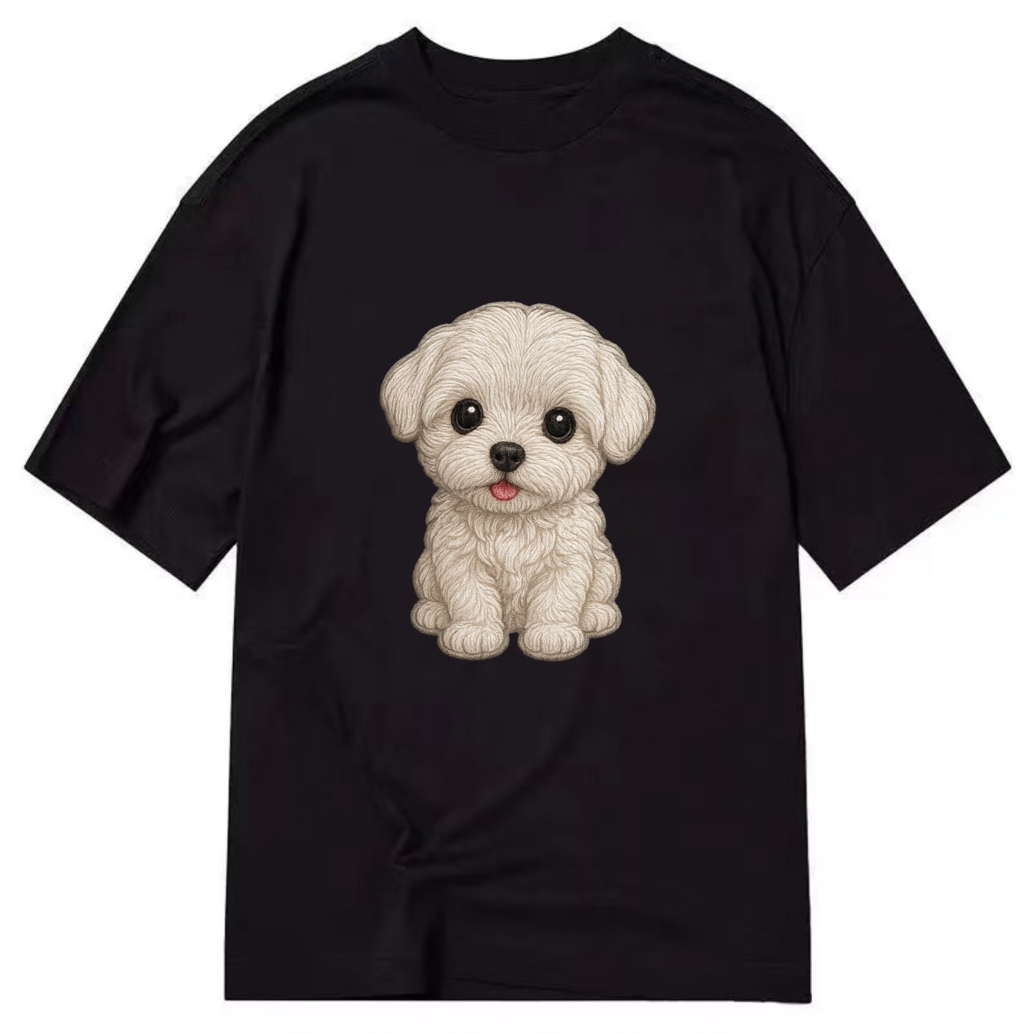 Baby Maltese Puppy - pure white silky coat, black button eyes, tiny nose, - Classic T-shirt - Black
