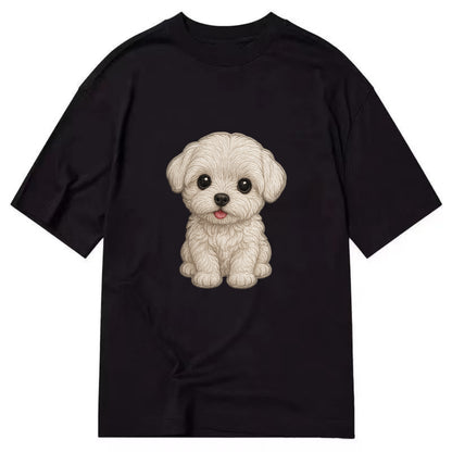 Baby Maltese Puppy - pure white silky coat, black button eyes, tiny nose, - Classic T-shirt - Black