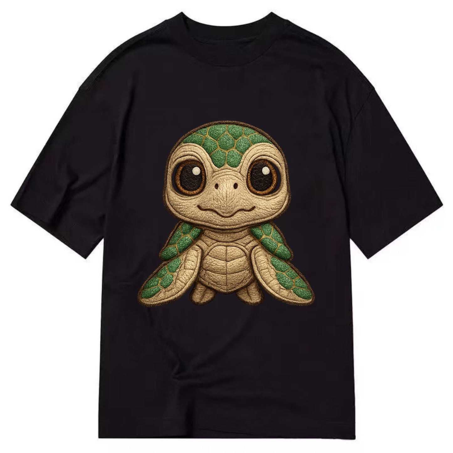 Baby Green Sea Turtle - emerald shell, large innocent brown eyes, tiny flippers, - Classic T-shirt - Black