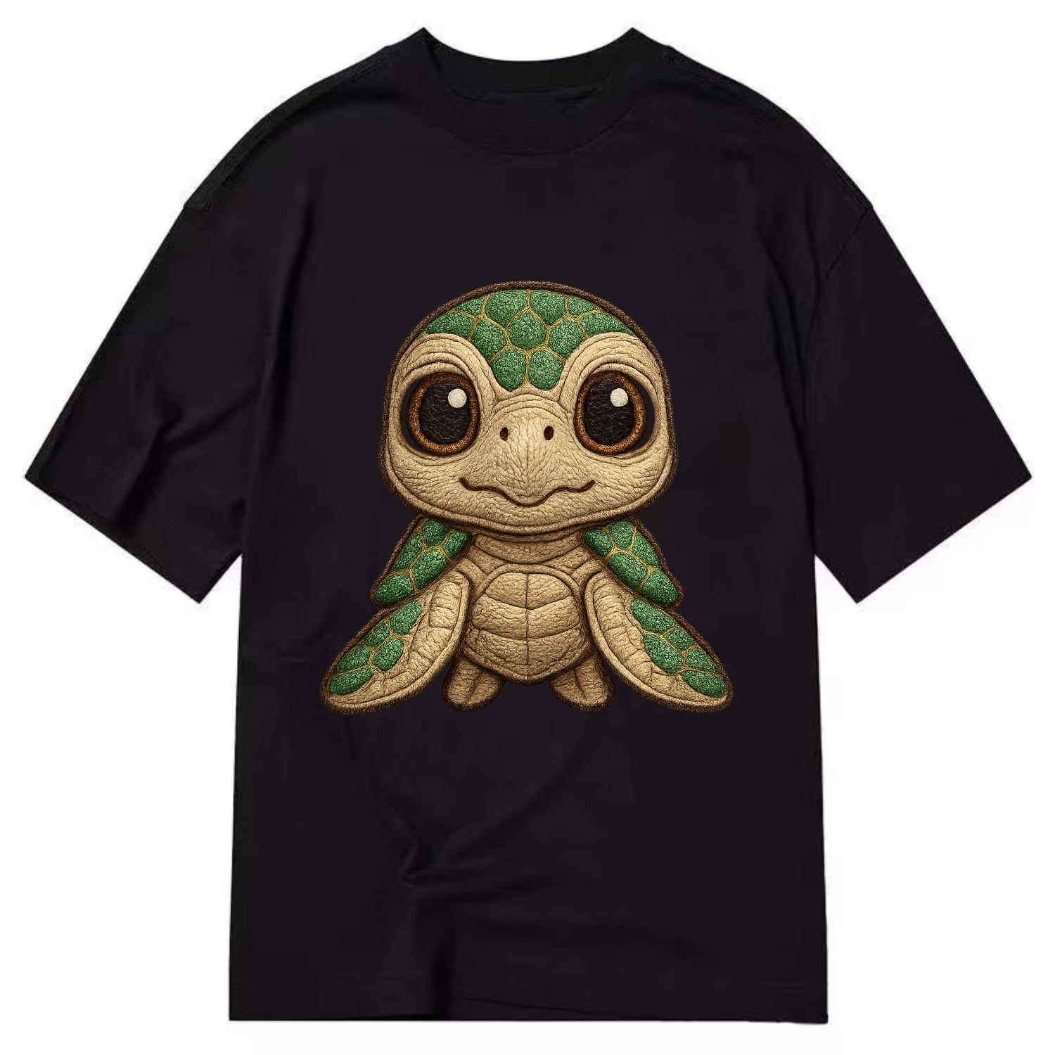 Baby Green Sea Turtle - emerald shell, large innocent brown eyes, tiny flippers, - Classic T-shirt - Black