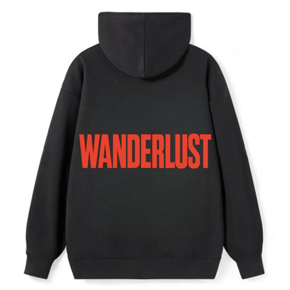 Bold typography design - "WANDERLUST" - desire to travel, explore the - Classic Pullover Hoodie - Black