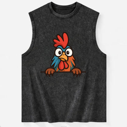 Rooster  - Vintage Washed Tank - Black